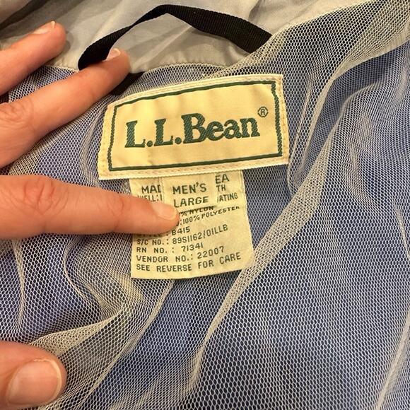 Vintage L.L. Bean Mens Rainjacket Size‎ Large Blue Nylon Lightweight Hooded - Picture 9 of 13